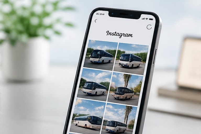 スマートフォンに表示されたバス会社のInstagram